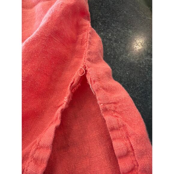 Match Point 100% Linen Made in USA coral sleeveless ruffled top LG - Picture 8 of 8